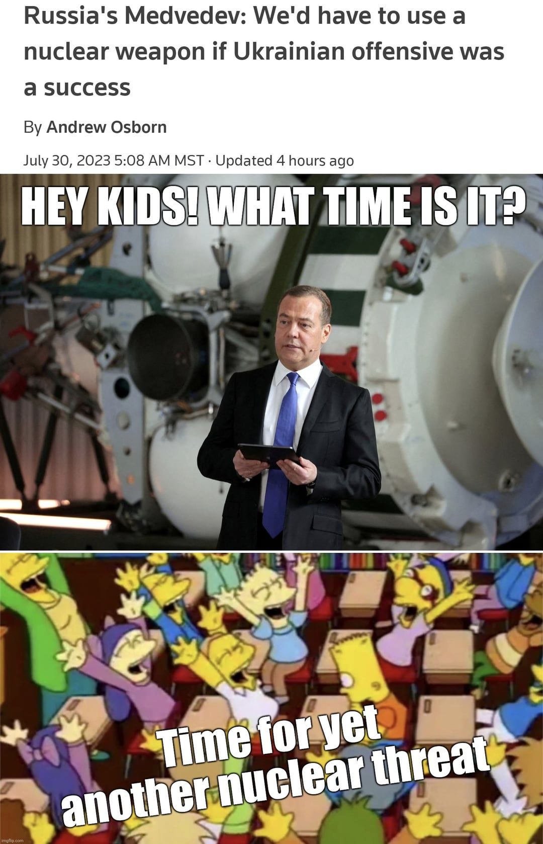 Click image for larger version

Name:	0-days-since-last-nuke-threat-v0-q6hgf10ck4fb1.jpg?width=1080&amp;crop=smart&amp;auto=webp&amp;s=faa3f99a20ff9ae413dcfdc8b3ee49dd603902fe.jpg
Views:	750
Size:	216,4 kB
ID:	2103542
